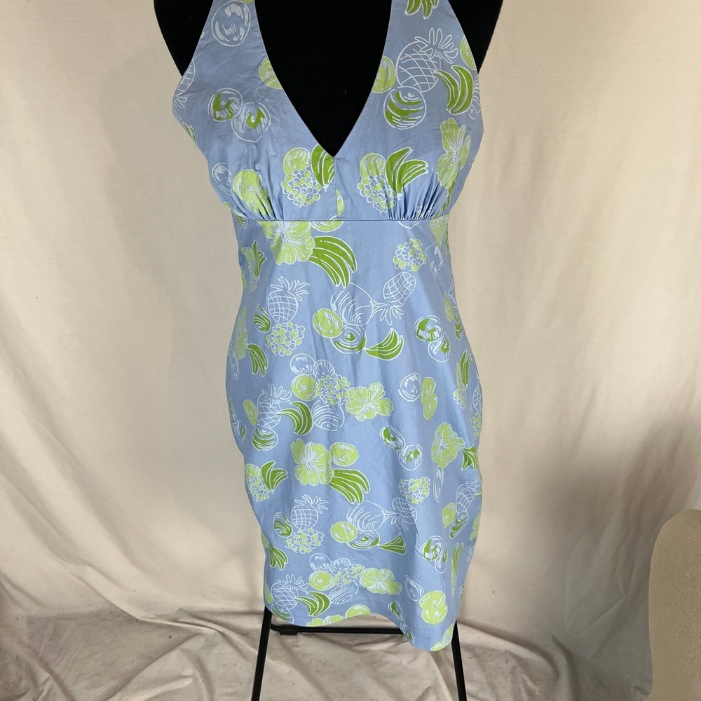 Lilly Pulitzer Vintage White Label Size 8 blue/green halter dress